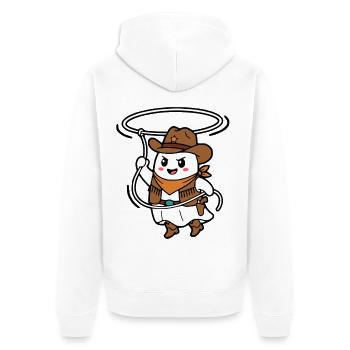 Niedlicher Kawaii-Geist-Cowboy-Halloween-Western - Unisex Premium Bio Zip Hoodie - Weiß - Hinten - Thijin (182cm)