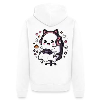 Niedliches Kawaii-Gamer-Geister-Videospiel-Ästhetik-Geschenk - Unisex Premium Bio Zip Hoodie - Weiß - Hinten - Thijin (182cm)