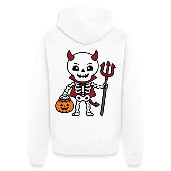 Teufelsskelett Halloween Kürbis Gruseliger Horror-Gif - Unisex Premium Bio Zip Hoodie - Weiß - Hinten - Thijin (182cm)