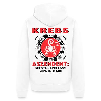 Sternzeichen Krebs Aszendent Geburtstag Astrologie - Unisex Premium Bio Zip Hoodie - Weiß - Hinten - Thijin (182cm)