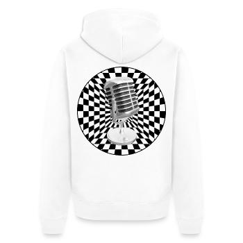 Vintage-Mikrofon - Unisex Premium Bio Zip Hoodie - Weiß - Hinten - Thijin (182cm)