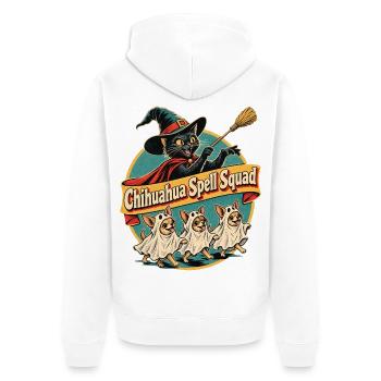 Chihuahua Spell Squad Halloween Hexenkatze - Unisex Premium Bio Zip Hoodie - Weiß - Hinten - Thijin (182cm)