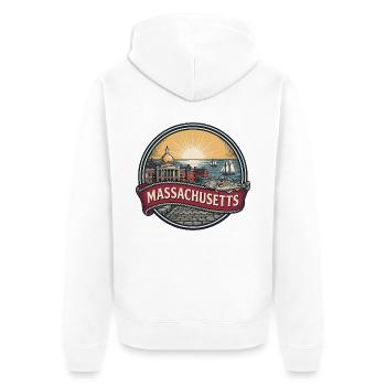 Massachusetts Boston Vintage-Reisesouvenir - Unisex Premium Bio Zip Hoodie - Weiß - Hinten - Thijin (182cm)