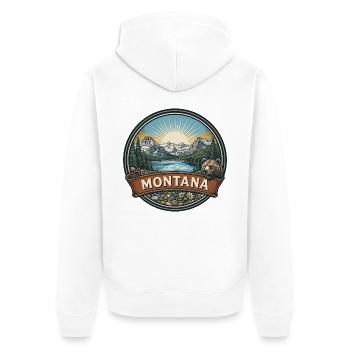 Montana-Gletscher-Nationalpark-Reiseabzeichen - Unisex Premium Bio Zip Hoodie - Weiß - Hinten - Thijin (182cm)