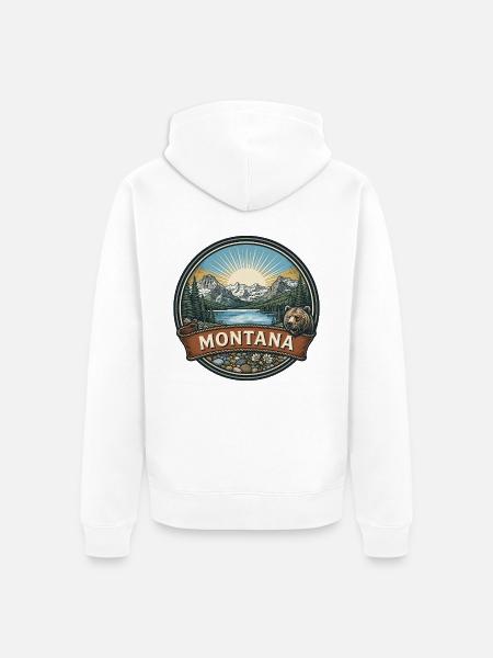 Montana-Gletscher-Nationalpark-Reiseabzeichen - Unisex Premium Bio Zip Hoodie - Weiß