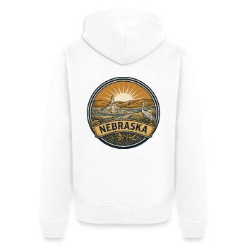 Nebraska Chimney Rock Prairie Reisegeschenk - Unisex Premium Bio Zip Hoodie - Weiß - Hinten - Thijin (182cm)