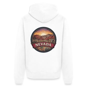 Nevada Red Rock Desert Vintage Reisegeschenk - Unisex Premium Bio Zip Hoodie - Weiß - Hinten - Thijin (182cm)