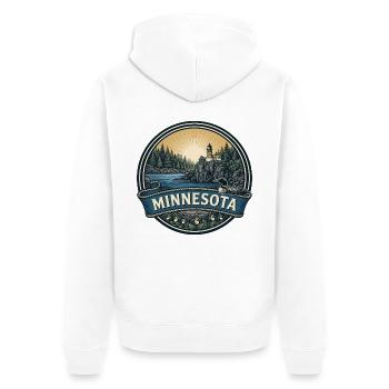 Minnesota Split Rock Loon Retro-Reisegeschenk - Unisex Premium Bio Zip Hoodie - Weiß - Hinten - Thijin (182cm)