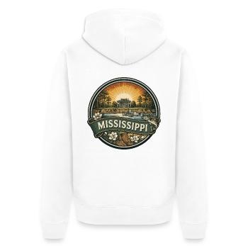 Mississippi River Dampfschiff-Reisesouvenir - Unisex Premium Bio Zip Hoodie - Weiß - Hinten - Thijin (182cm)