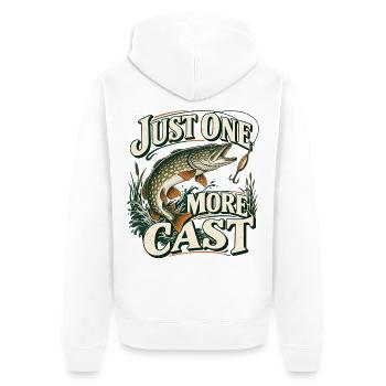 Just One More Cast Angeln - Unisex Premium Bio Zip Hoodie - Weiß - Hinten - Thijin (182cm)