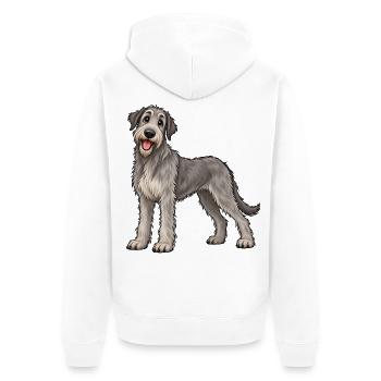 Irischer Wolfshund Kawaii Style – Süßer Hund - Unisex Premium Bio Zip Hoodie - Weiß - Hinten - Thijin (182cm)