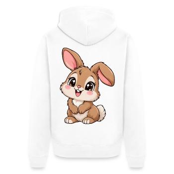 Hase Kawaii Style – Süßes Hasenmotiv - Unisex Premium Bio Zip Hoodie - Weiß - Hinten - Thijin (182cm)