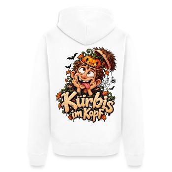 Hallowennfans Kürbis im Kopf Halloweenparty - Unisex Premium Bio Zip Hoodie - Weiß - Hinten - Thijin (182cm)