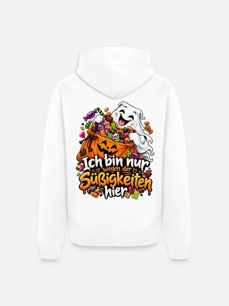 Halloween Süßigkeiten Geist Halloweenparty - Unisex Premium Bio Zip Hoodie - Weiß