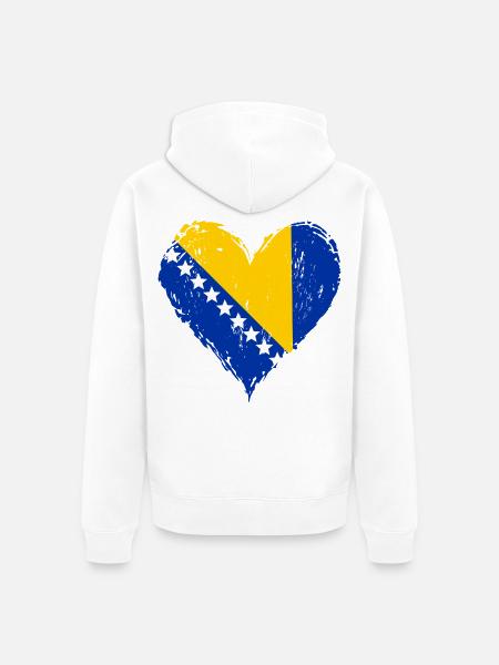 Bosnien Herzflagge Grunge - Unisex Premium Bio Zip Hoodie - Weiß