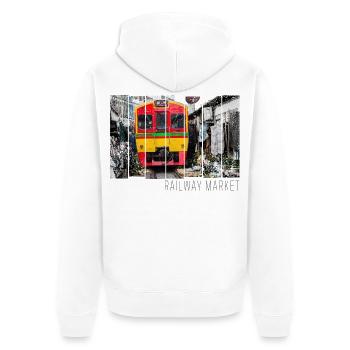 Railway Market Mae Klong in Thailand Souvenir - Unisex Premium Bio Zip Hoodie - Weiß - Hinten - Thijin (182cm)