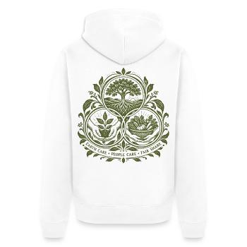 Permakultur-Ethik-Emblem - Unisex Premium Bio Zip Hoodie - Weiß - Hinten - Thijin (182cm)
