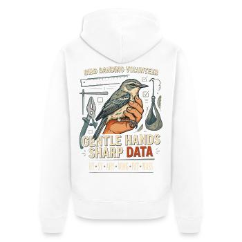 Vogelfang-Banding Freiwilliger - Unisex Premium Bio Zip Hoodie - Weiß - Hinten - Thijin (182cm)