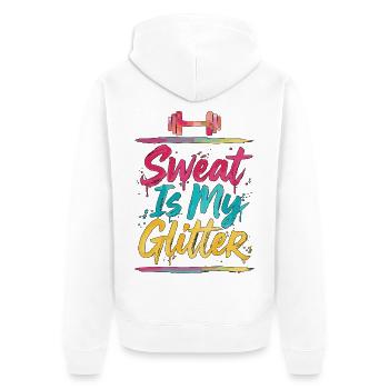 Personal Trainer Sweat Is My Glitter Fitness Coach - Unisex Premium Bio Zip Hoodie - Weiß - Hinten - Thijin (182cm)
