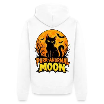 PurrAnormal Moon Katzen-Design - Unisex Premium Bio Zip Hoodie - Weiß - Hinten - Thijin (182cm)