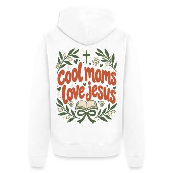 Cool Moms Love Jesus Christian Mom Floral Faith - Unisex Premium Bio Zip Hoodie - Weiß - Hinten - Thijin (182cm)