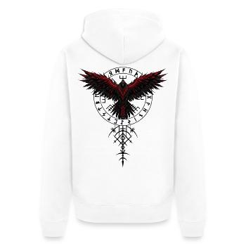 Blutadler Wikinger roter Vogel Ritual Adler Runen - Unisex Premium Bio Zip Hoodie - Weiß - Hinten - Thijin (182cm)