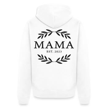 Mama Est. 2023 Kranz Emblem - Unisex Premium Bio Zip Hoodie - Weiß - Hinten - Thijin (182cm)