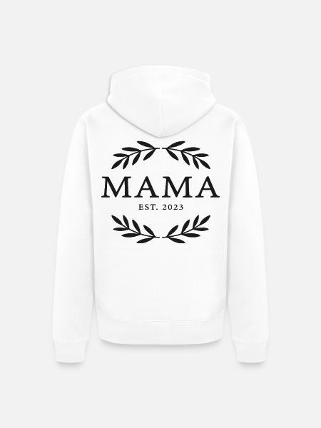 Mama Est. 2023 Kranz Emblem - Unisex Premium Bio Zip Hoodie - Weiß