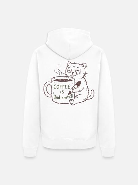 KaffeeKatze: Heute Kaffee - Unisex Premium Bio Zip Hoodie - Weiß