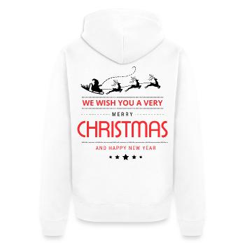 Weihnachten We wish Merry Christmas Sprüche  - Unisex Premium Bio Zip Hoodie - Weiß - Hinten - Thijin (182cm)