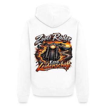 Motorrad - Zwei Räder eine Leidenschaft Biker/in - Unisex Premium Bio Zip Hoodie - Weiß - Hinten - Thijin (182cm)