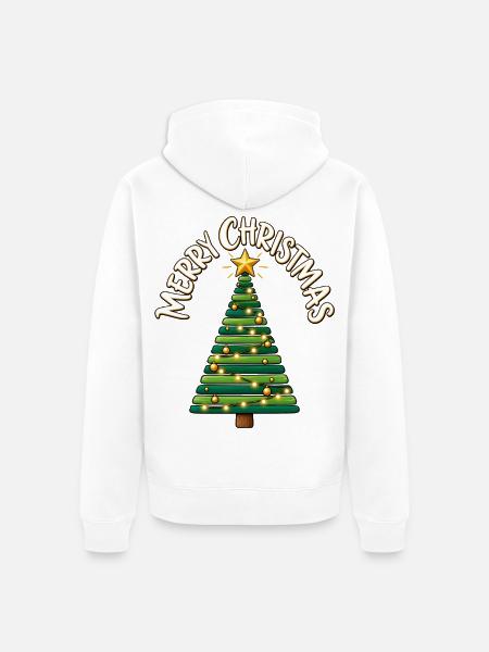 Weihnachtsbaum Christbaum Merry Christmas - Unisex Premium Bio Zip Hoodie - Weiß