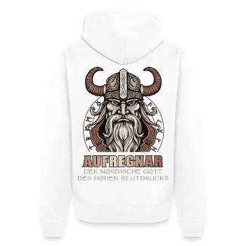 Aufregnar, Gott des hohen Blutdrucks Wikinger - Unisex Premium Bio Zip Hoodie - Weiß - Hinten - Thijin (182cm)