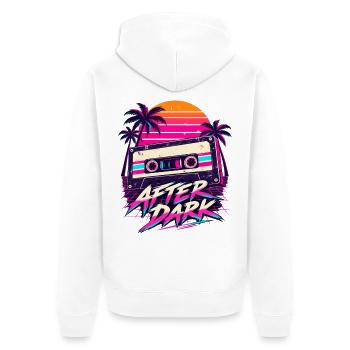 After Dark Retro 80er Synthwave Design - Unisex Premium Bio Zip Hoodie - Weiß - Hinten - Thijin (182cm)