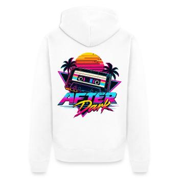 After Dark 80er Retro Synthwave - Unisex Premium Bio Zip Hoodie - Weiß - Hinten - Thijin (182cm)