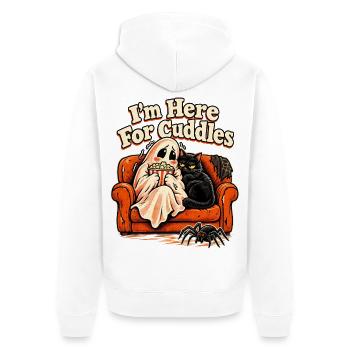 I'm Here For Cuddles Halloween Sofa Kater und - Unisex Premium Bio Zip Hoodie - Weiß - Hinten - Thijin (182cm)