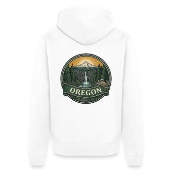 Oregon Multnomah Falls Mount Hood Reisegeschenk - Unisex Premium Bio Zip Hoodie - Weiß - Hinten - Thijin (182cm)
