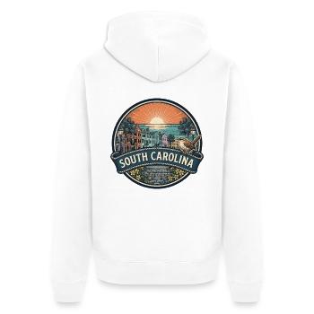 South Carolina Charleston Vintage-Reisegeschenk - Unisex Premium Bio Zip Hoodie - Weiß - Hinten - Thijin (182cm)