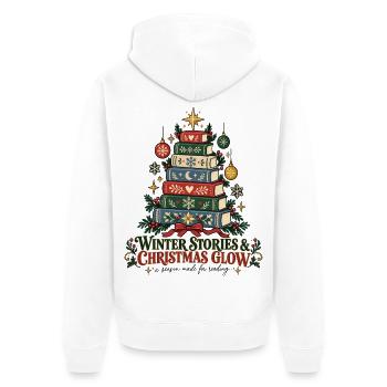 Winter Stories & Christmas Glow – Weihnachten - Unisex Premium Bio Zip Hoodie - Weiß - Hinten - Thijin (182cm)