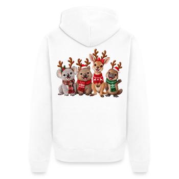 Australische Tiere feiern Weihnachten - Unisex Premium Bio Zip Hoodie - Weiß - Hinten - Thijin (182cm)