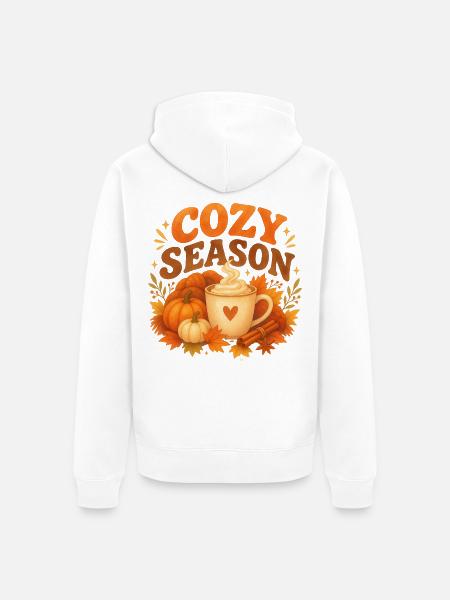 Saison, Kaffee einhüllen, Herbst - Unisex Premium Bio Zip Hoodie - Weiß