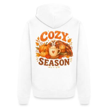Herbst-Kokonsaison - Unisex Premium Bio Zip Hoodie - Weiß - Hinten - Thijin (182cm)