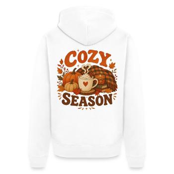 Herbst-Kokon-Saison - Unisex Premium Bio Zip Hoodie - Weiß - Hinten - Thijin (182cm)