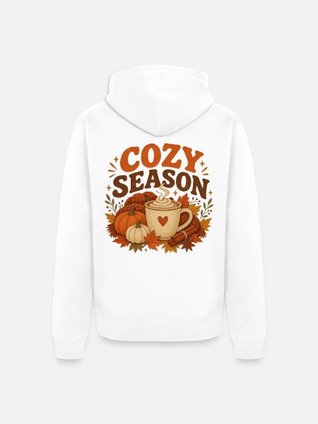 Saisondecke und Kürbisbecher - Unisex Premium Bio Zip Hoodie - Weiß