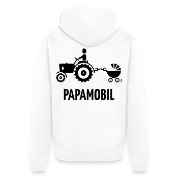 Papamobil (Trecker Und Kinderwagen / Black) - Unisex Premium Bio Zip Hoodie - Weiß - Hinten - Thijin (182cm)