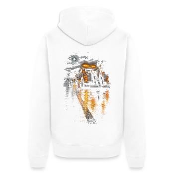 Abschleppfahrer Abschlepper Pannenhelfer - Unisex Premium Bio Zip Hoodie - Weiß - Hinten - Thijin (182cm)