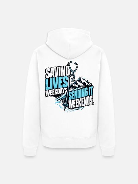 Ski Krankenschwester - Unisex Premium Bio Zip Hoodie - Weiß