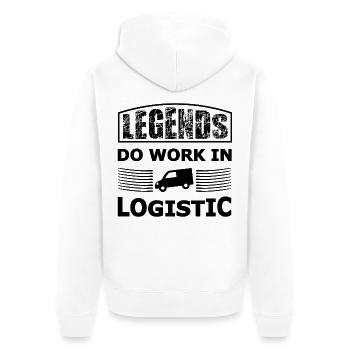 Logistik und Transport Legenden - Unisex Premium Bio Zip Hoodie - Weiß - Hinten - Thijin (182cm)