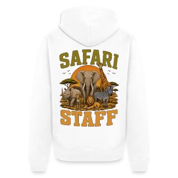 Safari Staff - Unisex Premium Bio Zip Hoodie - Weiß - Hinten - Thijin (182cm)