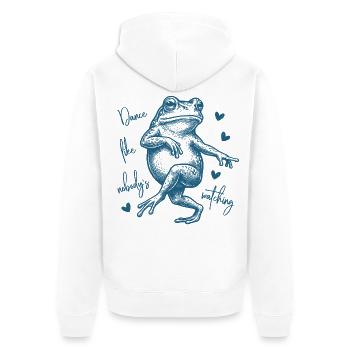 Dance like nobody's watching - Tanzender Frosch - Unisex Premium Bio Zip Hoodie - Weiß - Hinten - Thijin (182cm)